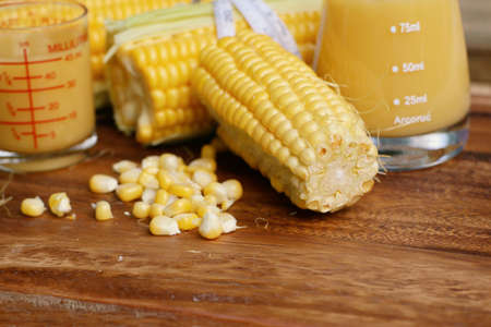 corn milk and sweet cornの写真素材