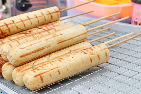 grilled meatballs at street foodの写真素材