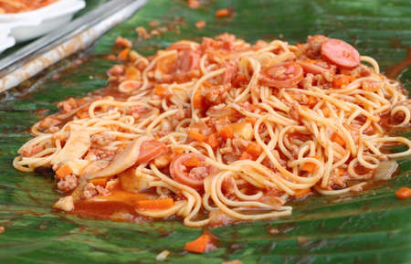 Spaghetti at street foodの写真素材