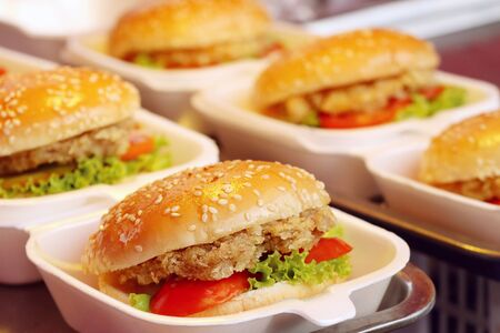 Hamburger pork at street foodの写真素材