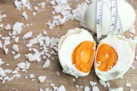 white egg with saltedの写真素材