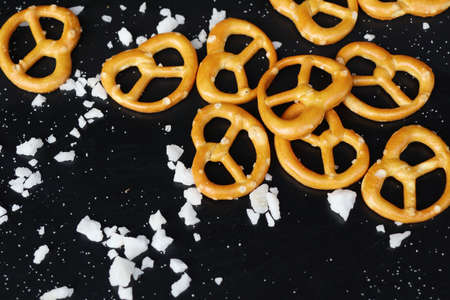 Salted pretzels with beerの写真素材