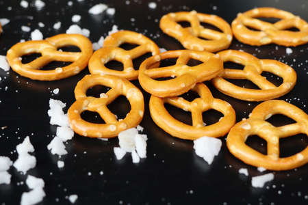 Salted pretzels with beerの写真素材