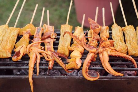 grilled squid in street food
