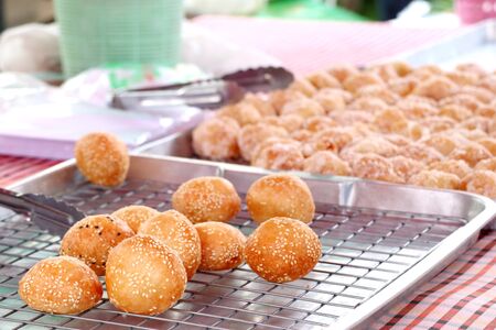 fried sweet potato at street foodの写真素材