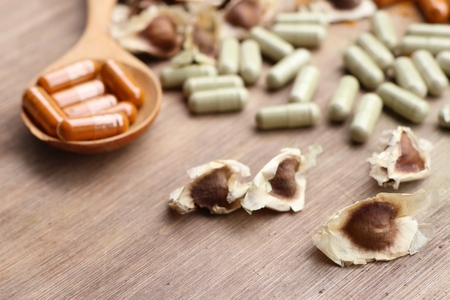 Herbal medicines in capsuleの写真素材