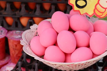 Preserved egg at marketの写真素材