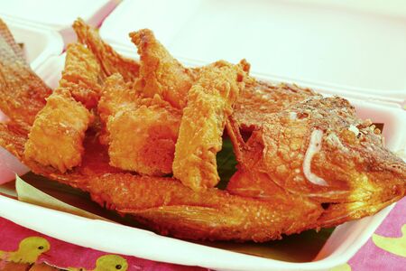 Fried fish at street foodの写真素材