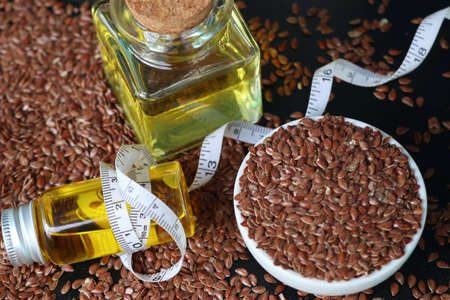 Flax seed with oilの写真素材