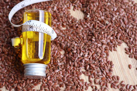 Flax seed with oilの写真素材