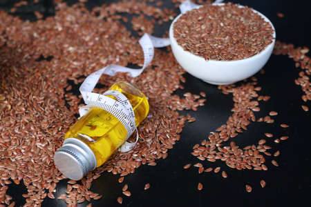 Flax seed with oilの写真素材
