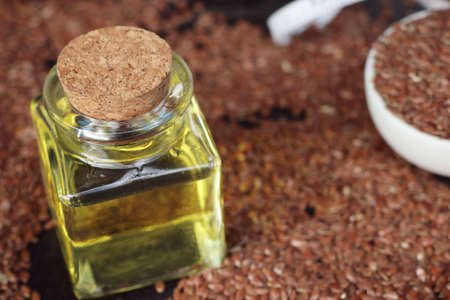Flax seed with oilの写真素材