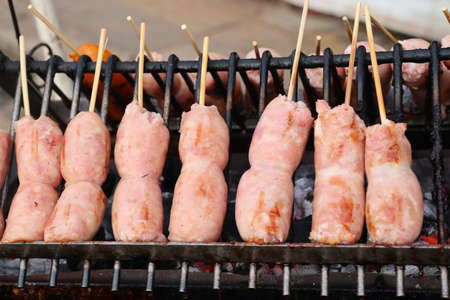 BBQ sausages street foodの写真素材