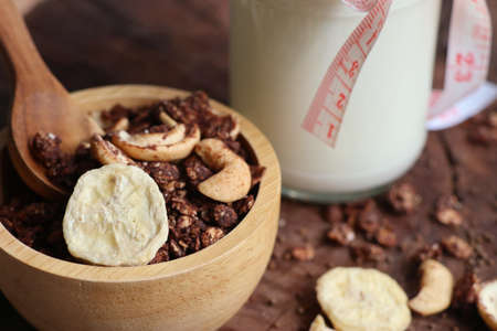 healthy granola with cashewの写真素材