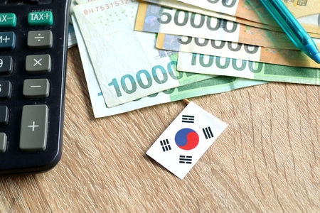 Banknote of south koreaの写真素材