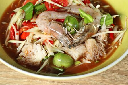 Mixed salad papaya with shrimpの写真素材