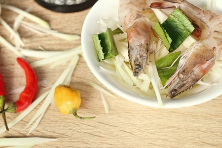 Mixed salad papaya with shrimpの写真素材