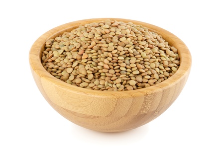 lentil in a wood bowlの写真素材