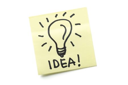 idea concept on yellow sticky noteの写真素材