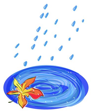 Maple leaf and Rain Puddleのイラスト素材