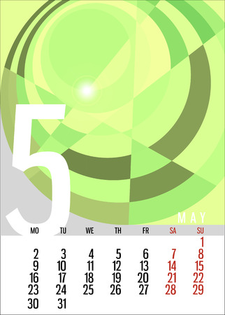 calendar May 2016 vertical with square unique abstract compositionのイラスト素材