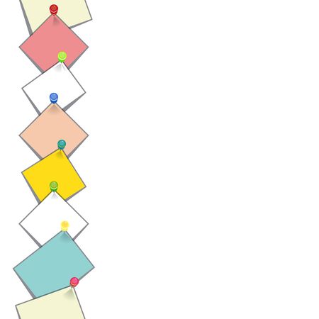 White background with pinned Stick notes. Seamless Pattern. Seamless background with pins for office design.のイラスト素材