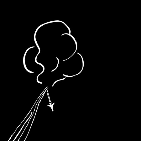 Plane Accident Vector Illustration. Aircraft catastrophic crash. Airplane vapor trail and flash