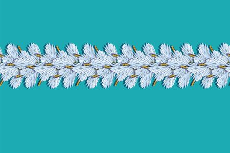 Seamless Christmas garland of pine needles. Detailed Christmas Wreathのイラスト素材