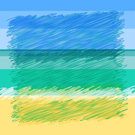 Sky, sea, sand beach - abstract background. Summer Tropical Sea - yellow sand, Turquoise water surface and sky of blueのイラスト素材
