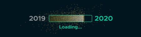 Progress bar with golden particles on black Download New Year's Eve. Loading animation screen with...
