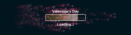 Progress bar with lot of Hearts scattering on. Download Love Valentines Day. Loading animation screen with confetti shows almost reaching Loving. Creative festive Spring banner with progress barのイラスト素材