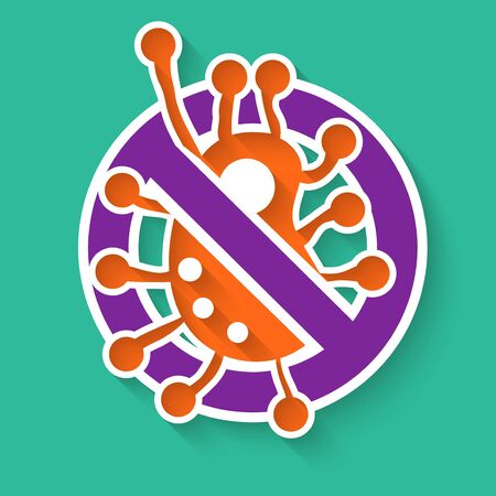 Lockdown Pandemic Covid-19. Stop Coronavirus outbreak. Bacteria microbe danger and public health risk disease and flu outbreak.Pandemic medical concept.Sign antivirus, protection against infectionのイラスト素材