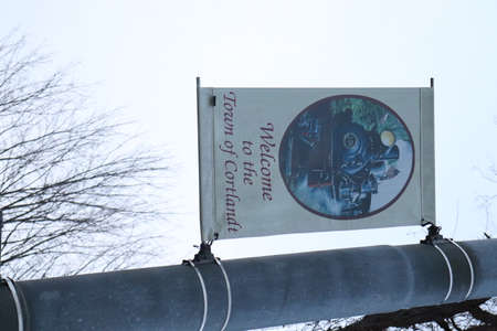 Signboard with the name of the city.の写真素材