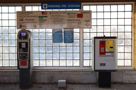 Automatic ticket vending machine in Bucharest, Romania.の写真素材