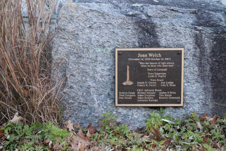 A memorial plaque at a park in Wetland.の写真素材