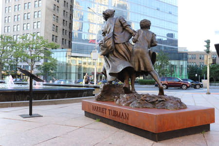 Statue of William Shakespeare in Lower Manhattan.の写真素材