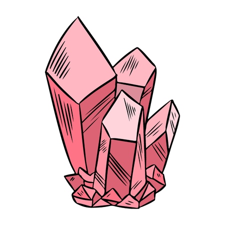 Pink crystal sticker doodle icon. Vector illustrationのイラスト素材