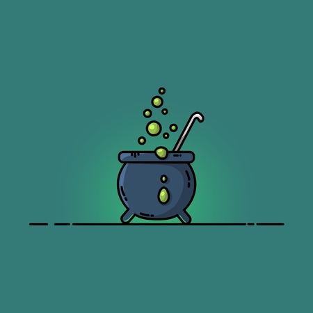 Magic cauldron flat illustration. Vector cartoon styleのイラスト素材