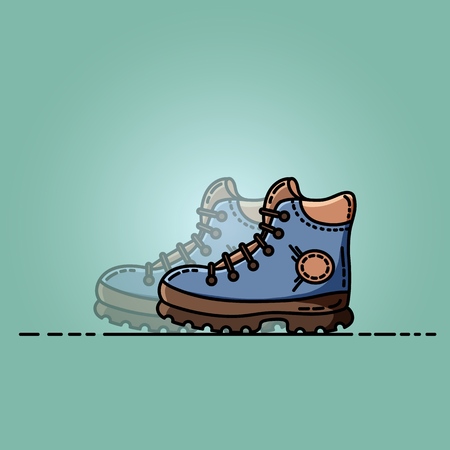 Trekking shoes flat illustration. Vector flat illustrationのイラスト素材