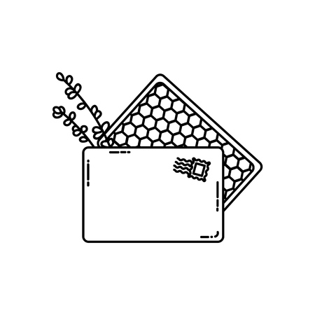 Parcel box with organic honey and herbsのイラスト素材