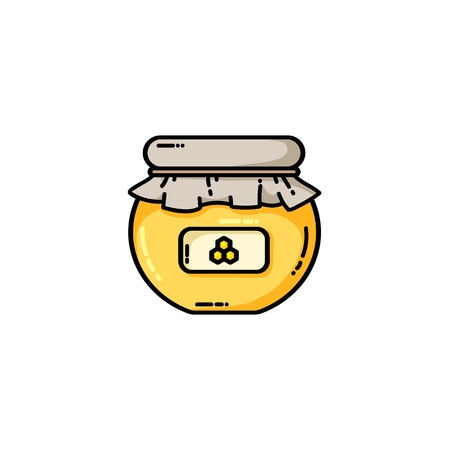 Honey jar flat icon. Vector isolated colorful imageのイラスト素材