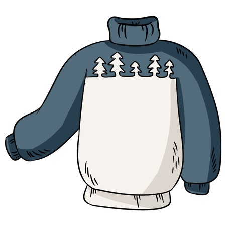 Winter knitted cozy hipster sweater colorful doodleのイラスト素材