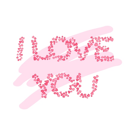 I Love You text of pink hearts. Saint Valentines Day template. Vector cardのイラスト素材