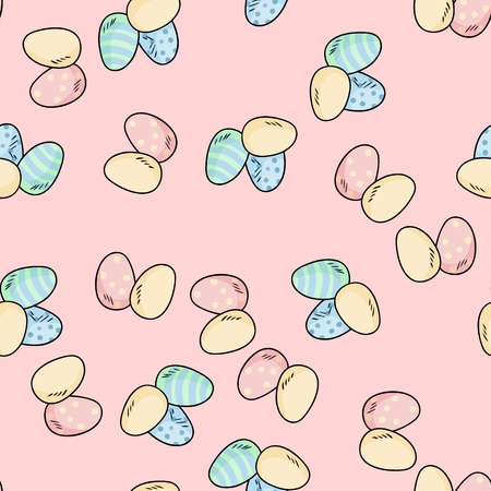 Hand drawn easter eggs seamless background. Pastel colorsのイラスト素材
