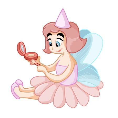 The cute fairy princess doing a make up. Cosmetics for childrenのイラスト素材