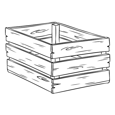 Wooden box cartoon sketch hand drawn doodleのイラスト素材