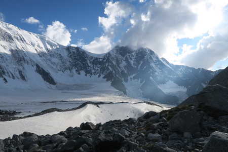 The Crown of Altai mountain peak. Belukha Mountain view. Altai, Russia. Akkem glacierの写真素材