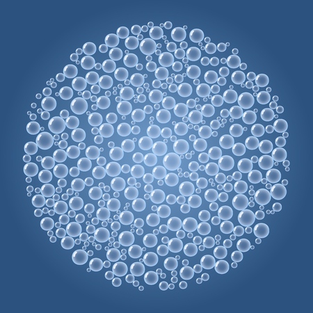 Water circle ball out of blue bubblesのイラスト素材