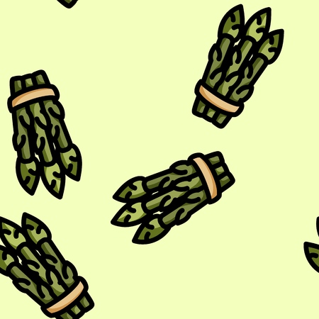 Cute cartoon flat style asparagus seamless patternのイラスト素材