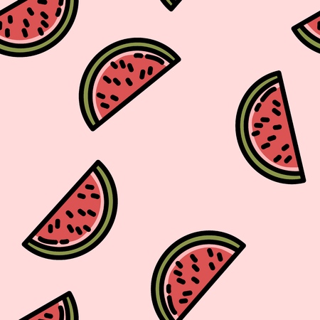 Cute cartoon flat style watermelon seamless pattern